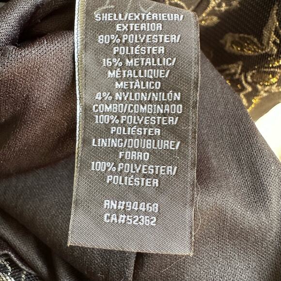 Vera Wang Gold Metallic Floral Sheath Dress - Picture 7 of 8